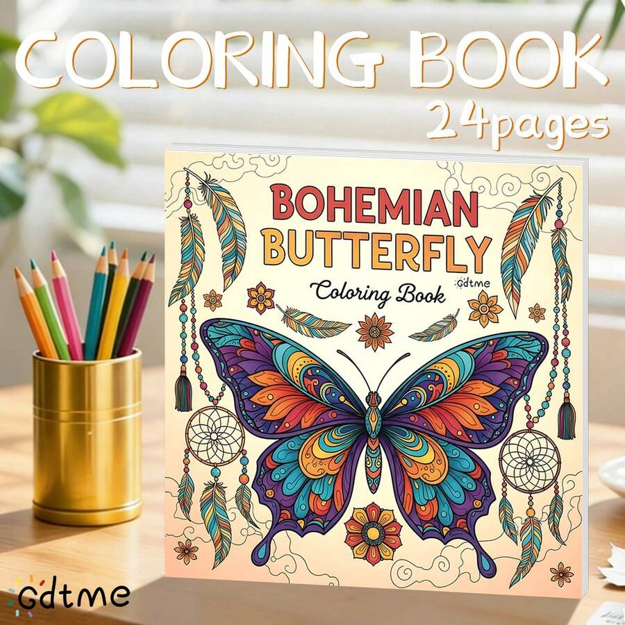 GDTME Libro para colorear premium de 24 páginas para adultos, fácil y cómodo de colorear, con páginas perforadas para decoración, adecuado como regalo de cumpleaños, aniversario, Pascua, vuelta al colegio para familiares y amigos, 7.9x7.9 pulgadas, artículos de papelería