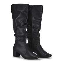 Women's Knee-High Boot With Zipper And Square Heel - Fashion 453 - Black - View 6