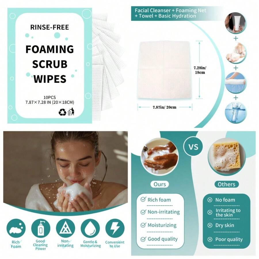 10 Pack Fragrance-Free Face And Body Cleansing Wipes For Adults | No-Rinse Moisturizing Formula For Makeup Removal, Sensitive Skin, Elderly Care, Travel, Camping | 8x7 Inch Large Size, 30 Wipes Per Pack - 1 - 查看 1