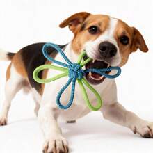 Handwoven Pet Chew Toy, Durable Knotted Rope For Dog Dental Care & Interactive Play - Multicolor - View 6