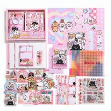 Cat Letter Stationery Set, Grid Notebook, Birthday Gift, Cute Cat Stickers, Notepad Gift Box - 1 Set - View 12