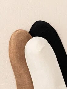 3双绣有“保持微笑”字母的吸湿排汗棉质中筒袜，时尚百搭 - 彩色 - 查看 3