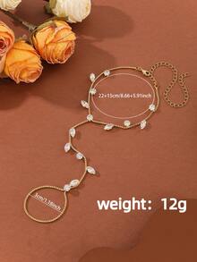 1件波西米亚风立方氧化锆脚趾环脚链，简约女士沙滩度假饰品 - 白色 - 查看 4