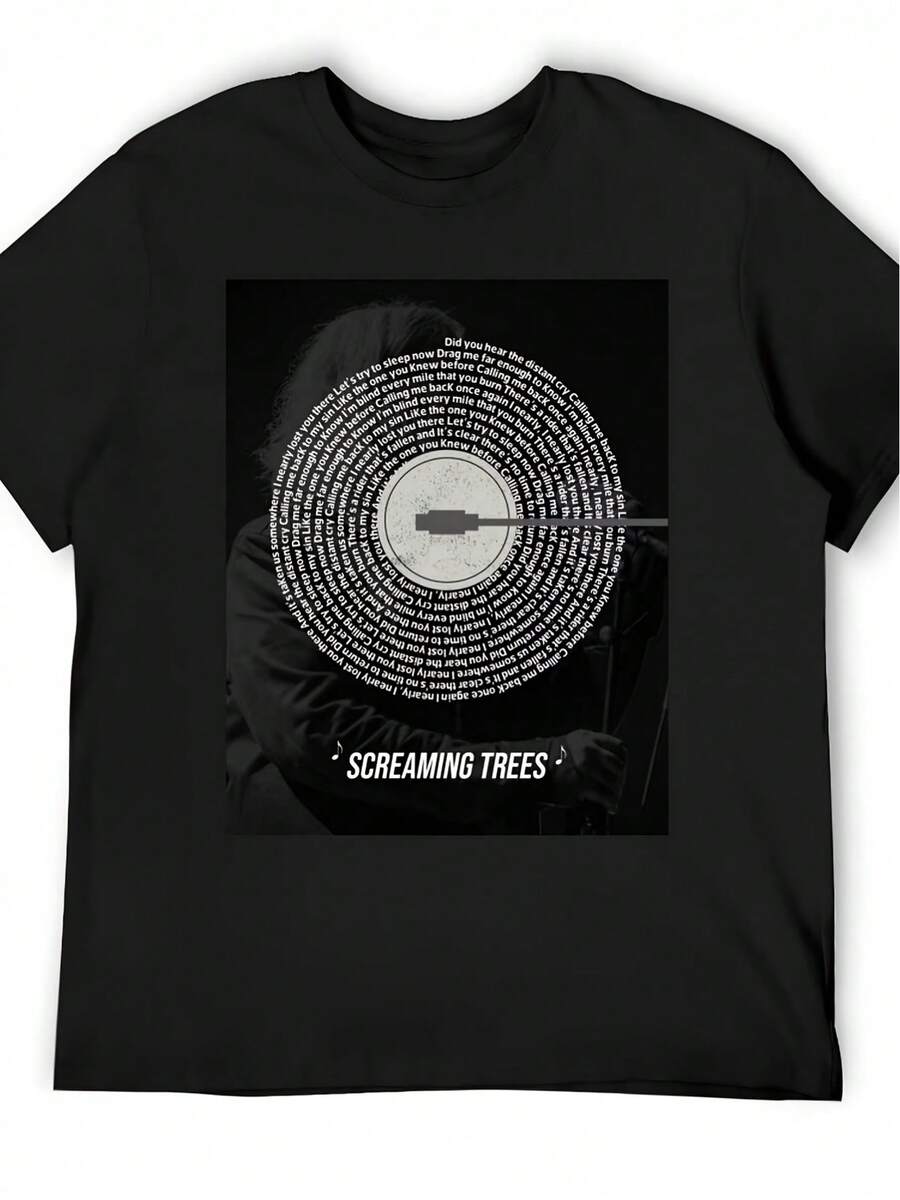 Camiseta con letras de Mark Lanegan, camisetas gráficas de baloncesto, ropa de boutique de San Valentín, camiseta de anime, camisetas de Fruit of the Loom para hombres - Negro - Ver 1