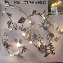1 套 LED 仿金叶仙女灯、藤蔓花环装饰灯、金叶节日灯、情人节、生日毕业礼物、假植物 - 彩色 - 查看 15