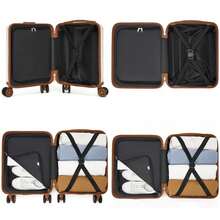 Valigia cabina 15 pollici 40x30x20 cm sotto sedile, guscio ABS‑PC, ruote 360° rimovibili, serratura 3 cifre, trolley leggero unisex per gite e trasferte‑lavoro - Beige + Marrone - Visualizzare 9