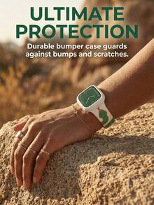 1Set White Green Silicone Watch Strap & Watch Case Compatible With IWatch 38mm 40mm 41mm 42mm 44mm 45mm , Wild Luxury Style Fashion Smart Watchband & Watch Protective Cover Compatible With Apple Watch Series 8 7 SE 6 5 4 3 2 1, Unisex White Watch Band & Watch Accessories Compatible With IWatch - Green - View 1