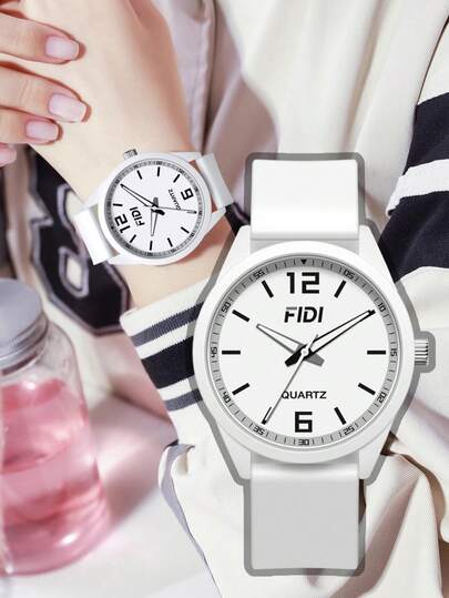 1PC FIDI Watches For Women Round Pointer Quartz Watch Silicone Band 30M Waterproof Luminous Dial 4 Vivid Colors Lightweight Casual Wrist Watch,Suitable For Daily Life As A Gift For Students Returning To School