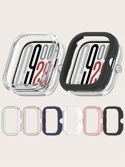 1 pieza Estuche protector de PC hueco liso compatible con reloj 5 / 4 a prueba de arañazos / Accesorios de reemplazo de smartwatch de liberación rápida adecuado para uso diario para mujer/hombre