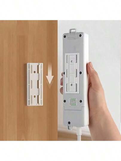 5个装自粘式电源插座支架 - 壁挂式，无损可移除，塑料材质 - 节省空间收纳，实用挂钩，电源线夹，适用于家庭和办公室，设计简约，无需钻孔，实用挂钩