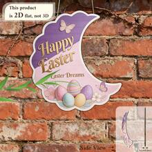 1pc 2D Wooden Flat Sign | Easter Bunny With Eggs And Butterfly, Makeup Room, Bedroom, Fiery Dragon Welcome Porch Sign, Winter And New Year Welcome Home Entrance Sign - A - View 3