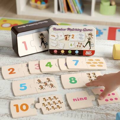20pcs Double-Sided Wooden Number Matching Puzzle 1-10, Montessori Toys, Quantity Counting Learning Puzzle For Toddlers, Infants, Children, Wooden Puzzle Toys, Numbers, Animals, Dot Matrix, English Words, Cognitive Matching Game, Preschool Math Activity, STEM Toys, Fine Motor Skills, Educational Toys, Travel Toys, Quiet Toys, Birthday/Christmas Gifts, Suitable For 2-6 Years Old Boys And Girls