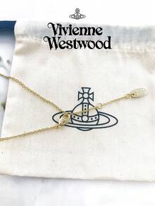 Vivienne Westwood 1PC Violet Rina Collection Pink Mother-Of-Pearl Saturn Necklace Gold, Brass, Rhinestone Embellished - Gold - View 11
