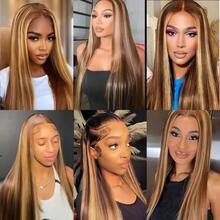 13x6 13x4 Bone Straight Lace Front Wig Pre Plucked Bye Bye Knots 200 Density Wig Natural Hairline Heat Resistant Human Frontal Hair Replacement Blended Hair Wigs For Women 26 Inch Long Highlight 4/27 Wig Daily Use - S4/27 - View 10