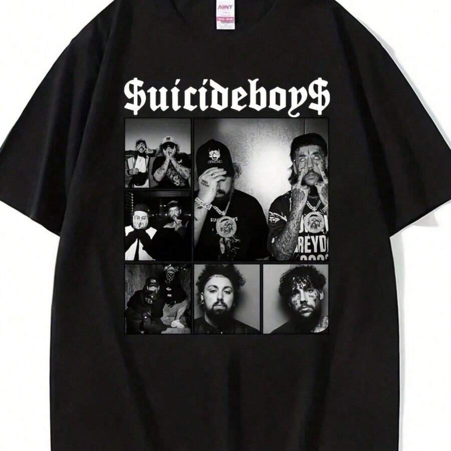 Suicideboy Era Tour Graphic T-Shirt Mens Clothing Haruku Hip Hop Rock T Shirts Uni 100 Cotton Oversized T Shirt Streetwe - 黑色 - 查看 1