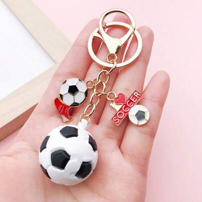 Cute Keychain Set Soccer Ball Dice Pendant Fashion Backpack Key Decor Gift For Friends