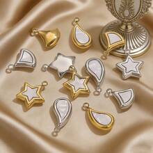 5pcs Stainless Steel Fashionable And Charming Star-Shaped Fan-Shaped Water Droplet Pendant, Keychain Pendant, DIY Necklace, Bracelet, Earrings Jewelry Making Supplies - Pendants - View 6