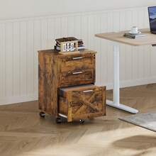 Archivador de madera con 3 cajones y cerradura – Organizador móvil con ruedas para debajo del escritorio – Admite documentos tamaño carta/legal/A4 – Totalmente ensamblado – Marrón rústico - Marrón - Ver 6