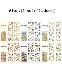 Bộ 4 sticker, dòng Mancurial, với hình ảnh các nhân vật, thú cưng và họa tiết hoa lá đẹp mắt, thích hợp để dán lên sổ lưu niệm, sổ tay, và có thể dùng để trang trí khung ảnh, máy tính, ốp điện thoại, cốc, tạp chí, hộp bút, hành lý. Cũng thích hợp làm sticker cá nhân hóa, đồ dùng học tập, quà Giáng sinh, quà tặng cho nữ, người hâm mộ, đồ dùng làm sổ lưu niệm, văn phòng phẩm dễ thương. - Nhiều màu - Xem 19