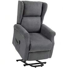 Electric Reclining Armchair With Lift Function, Linen-Look Upholstery, Side Pocket And Remote Control | .De - Dark Grey - View 7