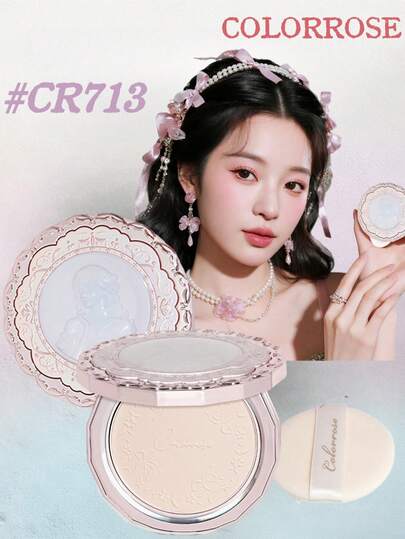 COLORROSE 9.5g Oil Control Powder, Suitable For Fair Skin, Lightweight Matte Finish + Pore Minimizing + Brightening, Covers Pores, Strong Concealing Power, Long-Lasting, Porcelain White, Lightweight & Smooth, High Coverage