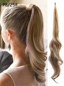 32-Inch Brown Magic Wand Ponytail With Blonde Highlights, Flexible And Entwined Ponytail Extensions, Long Wavy Ponytail Extensions, Synthetic Wigs, Suitable For Ladies And Girls - Multicolor - View 22