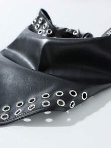 1pc Fashionable Punk Style Triangle Scarf Headband, Gothic Headwear, Elastic Hair Band Suitable For Daily Wear - Black - View 6