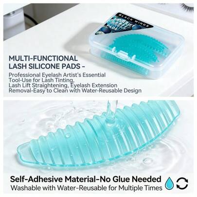 BLACKWINGS 4 Pairs Reusable Eyelash Lift Kit, Includes Eyelash Curler, Silicone Eyelash Lift Pads, Applicator, Eyelash Lift Perm Tools, Silicone Eyelash Curler, Eyelash Lift Wand, Makeup Beauty Tools, Reusable Eyelash Lift Pads