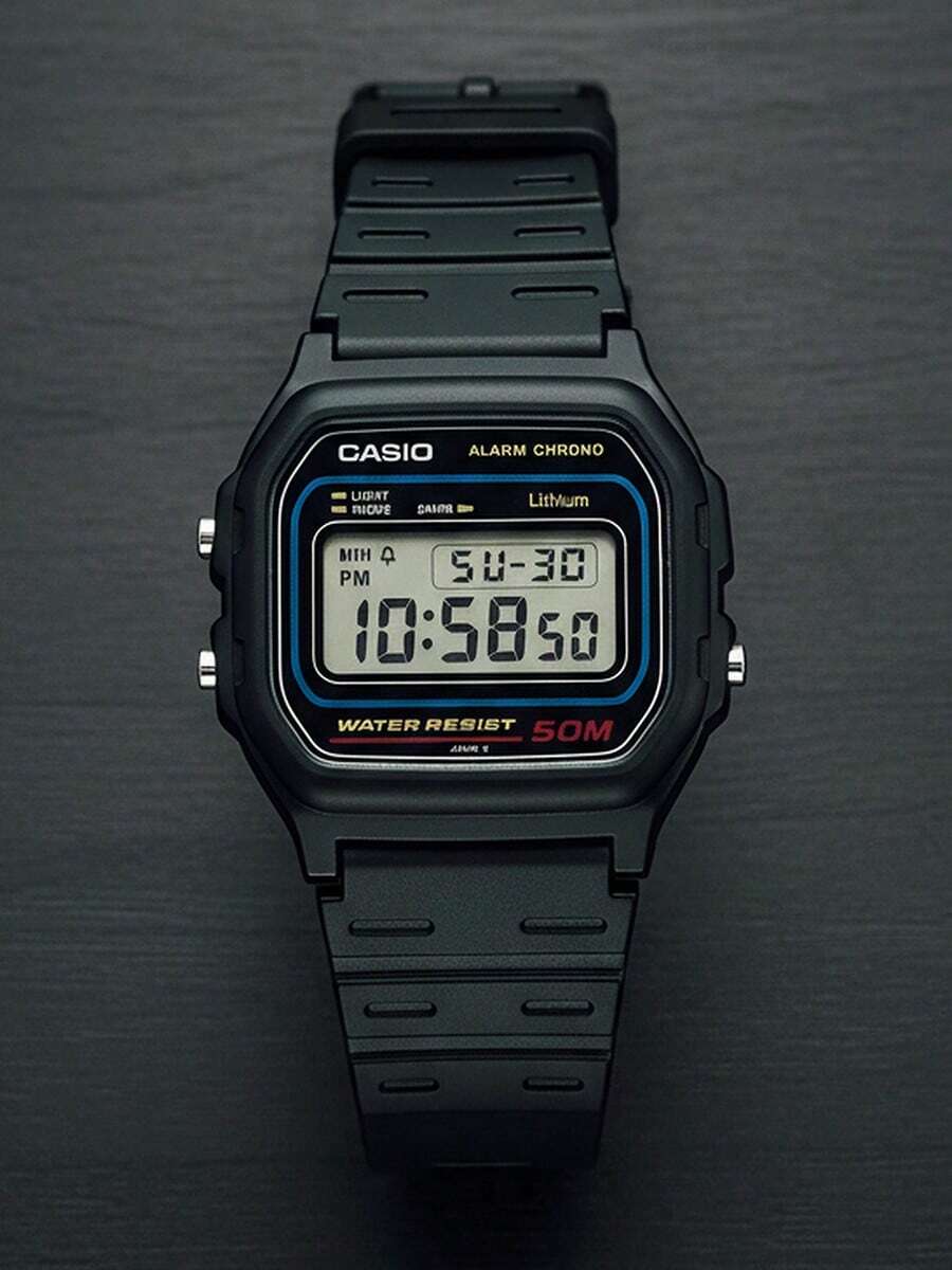 Casio YOUTH系列男士腕表 - 数字表盘石英机芯黑色表盘设计 W-59-1V - 黑色 - 查看 1
