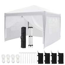 Toldo desplegable de Pulgadas con  Paredes Laterales, Tienda de campaña instantánea portátil al Aire última intervensión, Tienda de campaña Plegable Impermeable, Carpa versátil para Camping - Blanco - 10x10 pies con paredes laterales - Ver 8