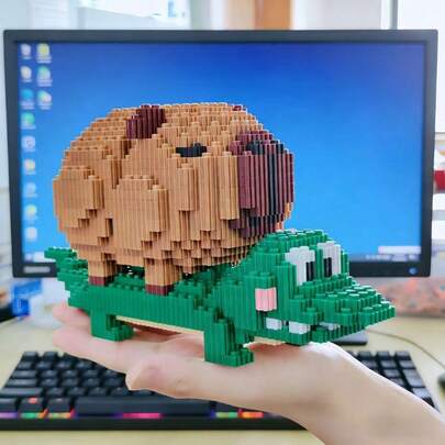 950pcs Fluffy Capybara Animal Building Block Set, Creative Cute 3D Assembly Toy, Desktop Decor, Collectible, Birthday/Valentine's Day/Christmas Gift