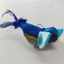 猫咪逗猫棒，带吱吱叫声的鹦鹉造型羽毛逗猫棒，互动式自玩玩具 - 彩色 - 查看 8