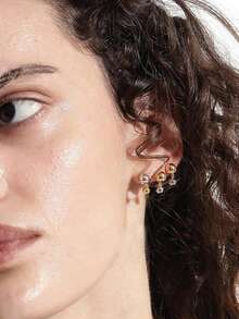 1 Pair Stainless Steel Waterproof Non-Fading Fashion Minimalist Dual-Tone Small & Large Ball Stud Earrings, Suitable For Daily Wear - Round Earrings - View 2