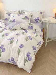 Joivida Bộ chăn ga gối đệm 4 chiếc, Vỏ chăn ga gối đệm có thiết kế in có thể đảo ngược, Vải chải mềm, chống phai màu, thích hợp cho phòng ngủ, phòng khách, ký túc xá, áp dụng cho tất cả các mùa - Chạng vạng lấp lánh - Xem 3