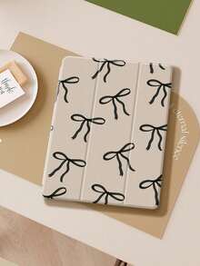 Black Bow  Case Compatible With  Air 4/5 10.9 Inch,  7/8/9th 10.2 Inch, Built-In Pencil Slot Compatible With Samsung Tab S6 10.4 Inch, Tab A7 Lite 8.7 Inch, Ins Style Leather Case, Back To School, Valentine's Day, New Year Gift - Multicolor - 查看 1