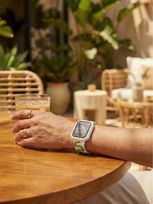 1Set White Green Silicone Watch Strap & Watch Case Compatible With IWatch 38mm 40mm 41mm 42mm 44mm 45mm , Wild Luxury Style Fashion Smart Watchband & Watch Protective Cover Compatible With Apple Watch Series 8 7 SE 6 5 4 3 2 1, Unisex White Watch Band & Watch Accessories Compatible With IWatch - Green - View 7