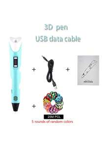 3D绘图笔，DIY绘画打印笔，3D涂鸦笔，艺术工具，生日礼物，圣诞礼物，9米/25米/50米/100米PLA耗材补充装 - 藍色 - 查看 9