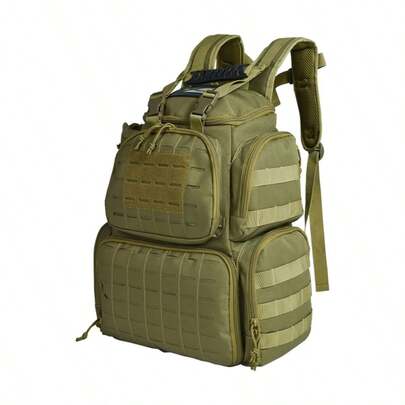 Khaki - Tactical Backpack For Men, Military MOLLE System Backpack - Outdoor Hiking Hunting Camping Assault Pack Design, Compartment Storage + Expandable, Hardcore Outdoor Survival Gear