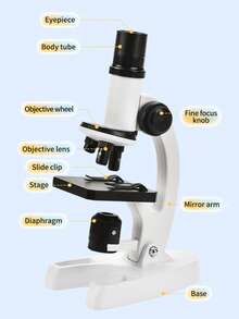 1200 Píxeles HD Conjunto de microscopio para niños, con luz LED, microscopio portátil con perilla negra, incluye herramientas de observación y guía - Adecuado para el hogar/laboratorio, microscopio educativo | Diseño de moda | Ligero y portátil, regalo ideal para Halloween/Pascua/Navidad/Cumpleaños/Acción de Gracias - Multicolor - Ver 9