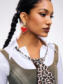 Heart Drop Earrings Valentines,Mom,Mother,Mother's Day,Gift - Red - View 3