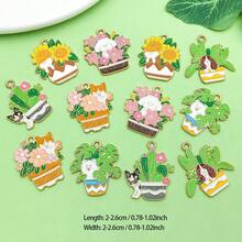 5/12件套可爱狗狗吊坠套装，盆栽狗狗动物珐琅吊坠，适用于DIY珠宝手链项链耳环制作 - 彩色 - 查看 3