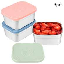 4 Packs 4.7oz Stainless Steel Snack Containers With Silicone Lids - Reusable Small Salad Dressing Containers For Snacks & Foods, Condiments, Leak-Proof, Easy Open (140ML) - Multicolor - View 3