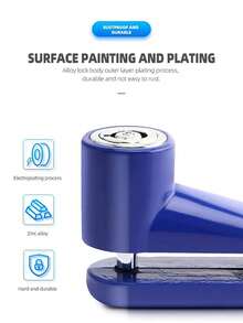 Mountain Bike Anti-Theft Lock + Reminder Rope, Bicycle/Motorcycle Lock, Disc Brake Lock With Lock Bracket + Reminder Rope - A - View 8