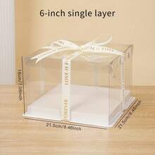 1个透明蛋糕盒，带透明盖，适用于蛋糕、糕点、巧克力、饼干、馅饼、生日派对、婚礼、情人节、礼品包装（不含丝带） - 彩色 - 查看 9