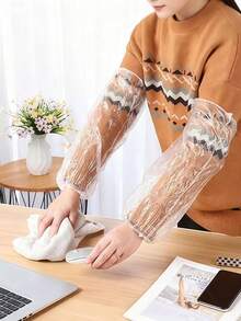 50/100/200pcs Disposable Plastic Sleeve Covers, Household Cleaning Protective Sleeves, Waterproof Dustproof Arm Sleeves, Housework Arm Protection Covers - Transparent - View 2