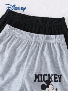 Disney Bộ 4 món áo thun ngắn tay và quần short in chữ Mickey Mouse cho bé trai, mùa hè; Bộ quần áo trẻ em dễ thương in hình báo đốm hoạt hình, màu trơn, cạp chun. - Nhiều màu - Xem 7