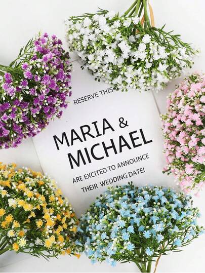 7支仿真白色满天星花束，适合户外餐桌装饰、家居酒店客厅点缀、婚礼花束和派对家居花园装饰