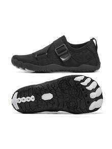 TATORHT 1 Pair Kids' Summer Quick-Dry Fashionable Random Print Breathable Mesh Low-Top Slip-On Water Shoes With Hook And Loop, Boys' Barefoot Beach Swimming Shoes With Rubber Soles For Outdoor Activities, Indoor Fitness Yoga Running Jumping Rope - Black - View 11