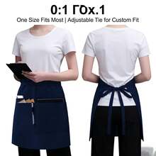 Delantal negro de cintura con 3 bolsillos - Delantal uniforme de camarera - Multicolor - Ver 8