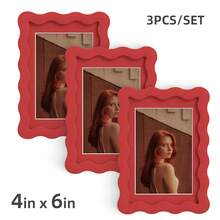 1pc/3pcs Wavy Design Photo Frame For Wall & Tabletop Decoration, Artistic Creative Home Decor With Multi-Color Waves - 7 Standard Sizes 4x4in, 4x6in, 5x7in, 6x6in, 8x8in, 8x10in, 11x14in - Modern Stylish Interior Accent, Fun Picture Frames, Scalloped Picture Frame- Graduation Wedding Gift (Random Photo Paper) - 波浪形 - 查看 71